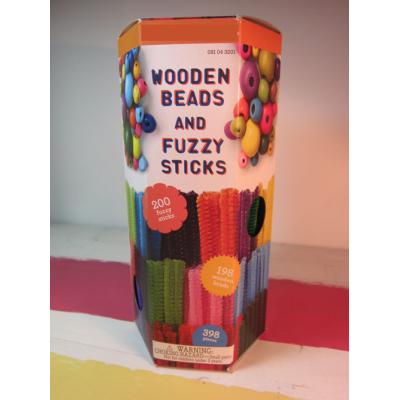 Wooden Beads and Fuzzy Stick
