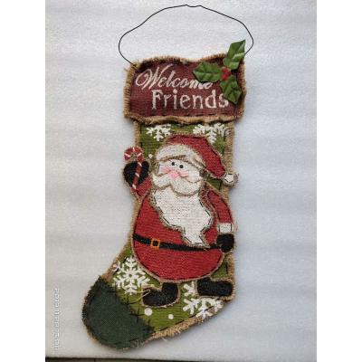 Canvas and Wood Christmas Ornament