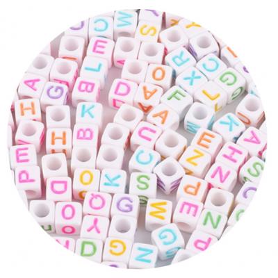 Plastic Square White beads 6x6mm-26 LETTER